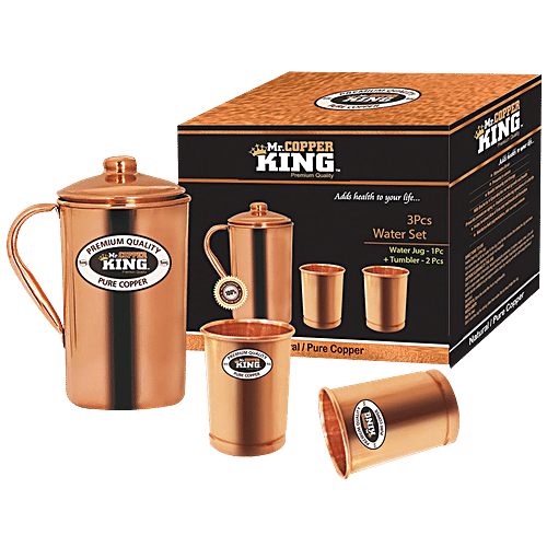 Buy Mr.Copper King Copper Water Jug With Glass Online at Best Price of
