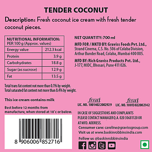 Buy Baskin Robbins Tender Coconut Ice Cream Online at Best Price bigbasket