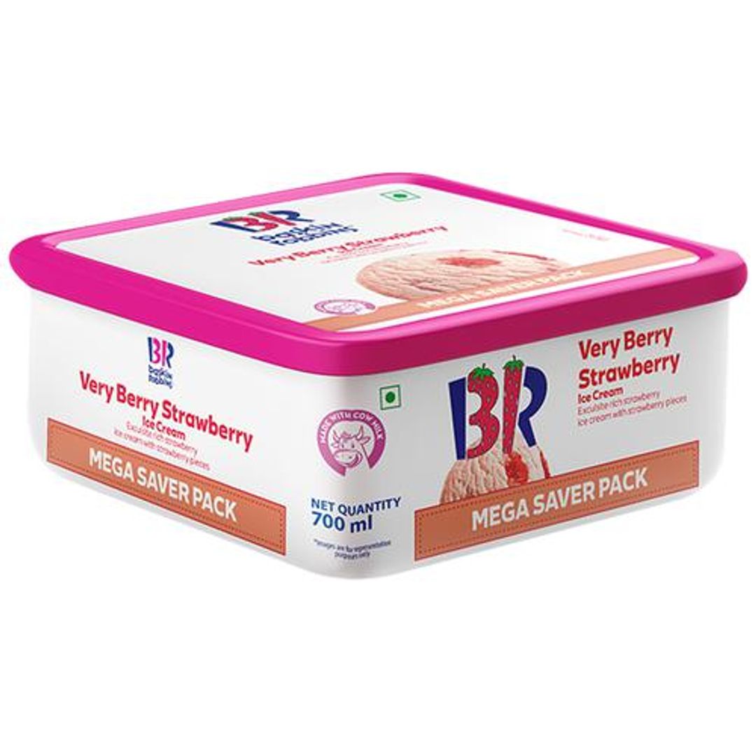 Baskin Robbins Ice Cream - Very Berry Strawberry, Made with Cow Milk, 700 ml Tub
