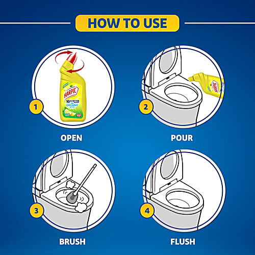 Harpic Organic Active Disinfectant Toilet Cleaner Liquid, Citrus, 500 ml  Kills 99.9% of Germs