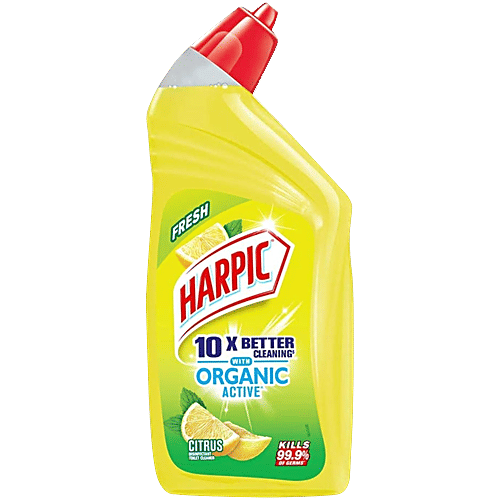 Harpic Organic Active Disinfectant Toilet Cleaner Liquid, Citrus, 500 ml  Kills 99.9% of Germs