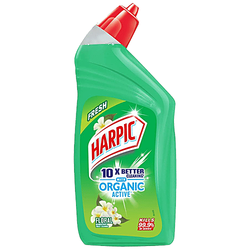 Harpic Organic Active Disinfectant Toilet Cleaner Liquid, Floral, 500 ml  Kills 99.9% of Germs