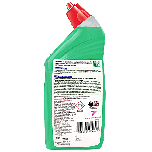 Harpic Organic Active Disinfectant Toilet Cleaner Liquid, Floral, 500 ml  Kills 99.9% of Germs