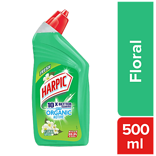 Harpic Organic Active Disinfectant Toilet Cleaner Liquid, Floral, 500 ml  Kills 99.9% of Germs