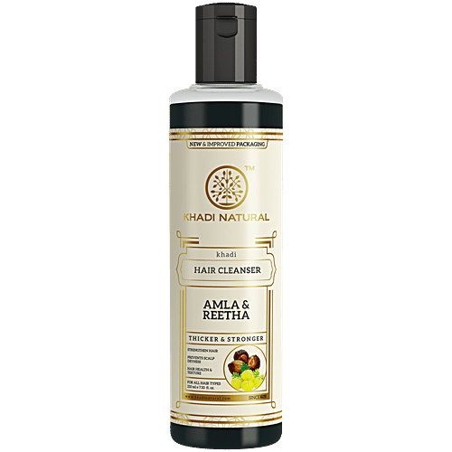 Khadi Natural Amla & Reetha Hair Cleanser - Thicker & Stronger Hair, 210 ml  