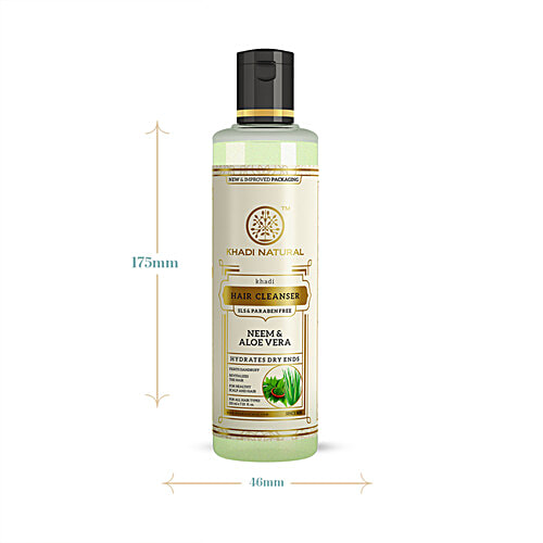 Khadi Natural Neem & Aloe Vera Hair Cleanser - Hydrates Dry Ends, 210 ml  