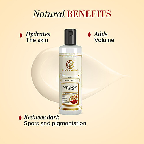 Khadi Natural Sandalwood & Kesar Moisturizer - Hydrates Skin, 210 ml