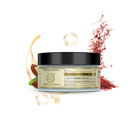 Khadi Natural Anti Ageing Cream - Reduces Fine Lines & Wrinkles, 50 g  