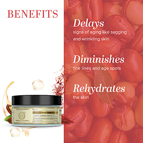 Khadi Natural Anti Ageing Cream - Reduces Fine Lines & Wrinkles, 50 g  