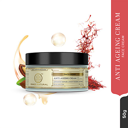 Khadi Natural Anti Ageing Cream - Reduces Fine Lines & Wrinkles, 50 g  