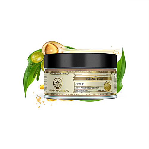 Khadi Natural Gold Peel Off Mask - Anti-Ageing Exfoliator, 50 g  