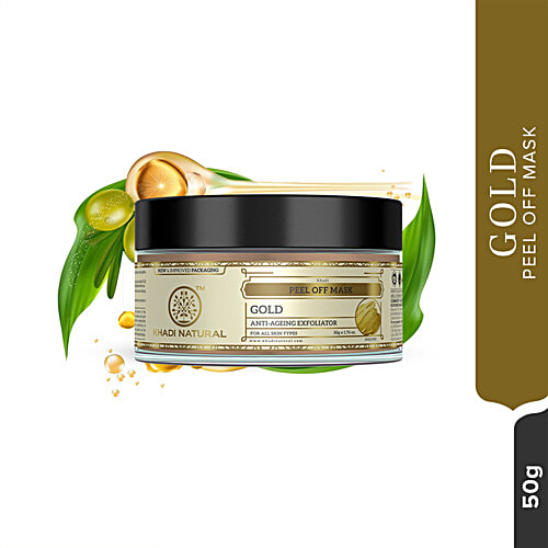 Khadi Natural Gold Peel Off Mask - Anti-Ageing Exfoliator, 50 g  
