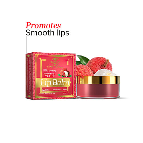 Khadi Natural Herbal Lychee Lip Balm, 5 g  