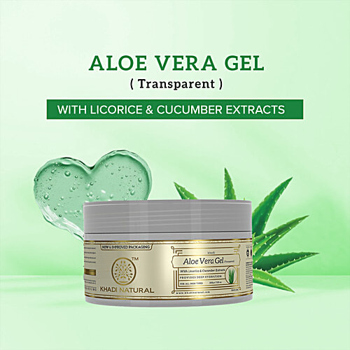 Khadi Natural Transparent Aloe Vera Facial Massage Gel - Hydrates & Soften Skin, 200 g  