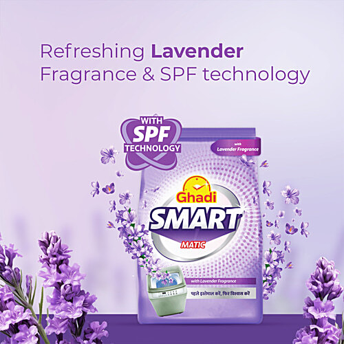 Ghadi Smart Matic Top/Front Load Lavender Fragrance Detergent Powder, 1 kg  With SPF Technology, Quick Disslove Action