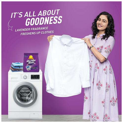 Ghadi Machine Wash Detergent Powder - Top & Front Load, Lavender, 500 g  Effortless Cleaning, Superior Shine