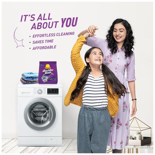 Ghadi Machine Wash Detergent Powder - Top & Front Load, Lavender, 500 g  Effortless Cleaning, Superior Shine