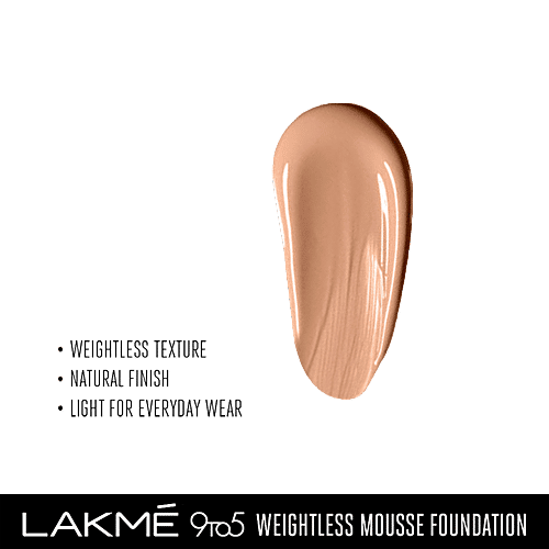 Lakme 9-To-5 Weightless Mousse Foundation, 25 g Caramel 