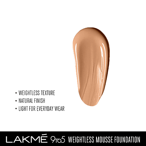 Lakme 9-To-5 Weightless Mousse Foundation, 25 g Toffee 