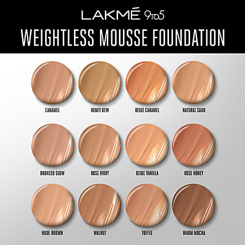Lakme 9-To-5 Weightless Mousse Foundation, 25 g Walnut 