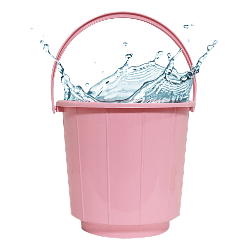 BB Home Popular Plastic Strip Bucket - Pink, 17 lt  