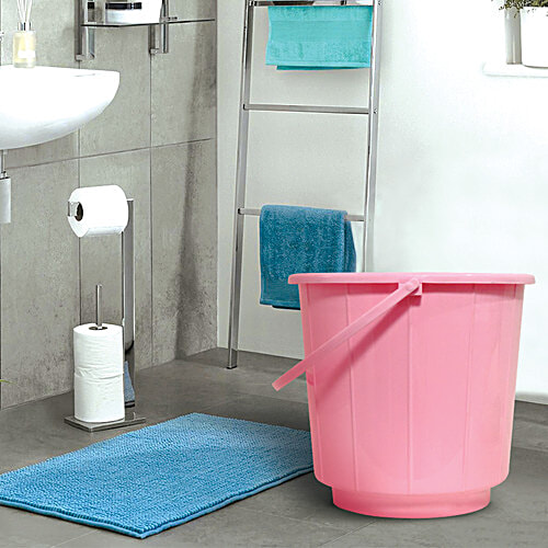 BB Home Popular Plastic Strip Bucket - Pink, 17 lt  