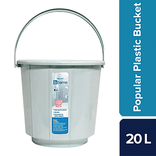 bb home Popular Plastic Stripe Bucket - Sturdy & Durable, Blue, 20 L