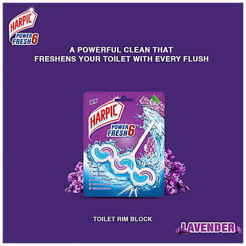 Harpic Power Fresh 6 Toilet Cleaner Rim Block - Lavender, 39 g  