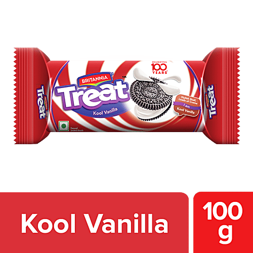 Britannia Treat Vanilla Cream Biscuit, 100 g  Zero Trans Fat