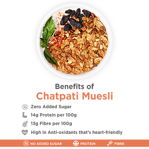 True Elements Chatpati Muesli - High In Fibre & Plant Protein, 400 g Container High Fiber