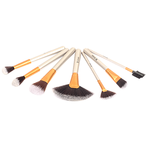 Bronson Professional Makeup Brushes With Luxury Leather Storage Pouch - Colour May Vary, 24 pcs  