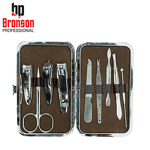 Bronson professional Manicure Pedicure Kit - Colour May Vary, 9 pcs  