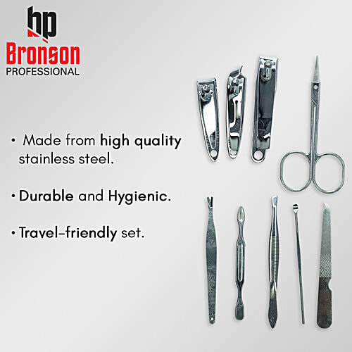 Bronson professional Manicure Pedicure Kit - Colour May Vary, 9 pcs  