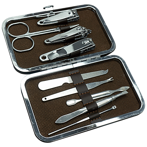 Bronson professional Manicure Pedicure Kit - Colour May Vary, 9 pcs  
