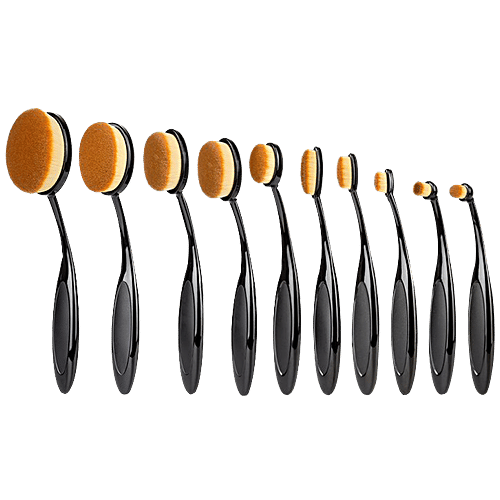 Bronson Professional Makeup Brush Set - Oval Shape, Colour May Vary, 10 pcs  