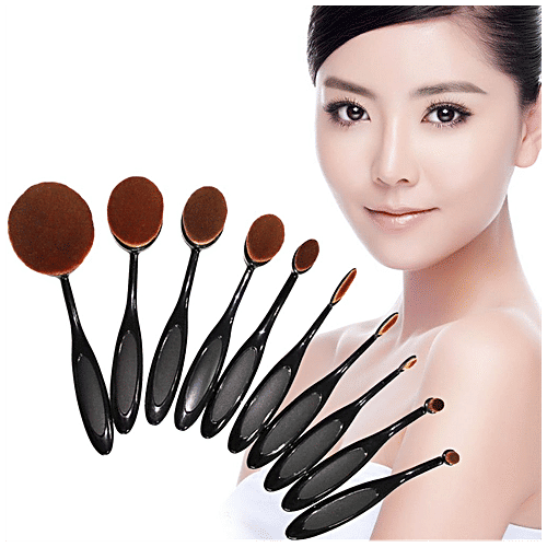 Bronson Professional Makeup Brush Set - Oval Shape, Colour May Vary, 10 pcs  