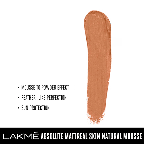 Lakme Absolute Skin Natural Mousse Mattreal Foundation - Medium Caramel, 25 g  