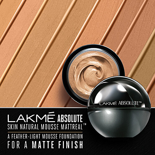 Lakme Absolute Skin Natural Mousse Mattreal Foundation - Medium Caramel, 25 g  