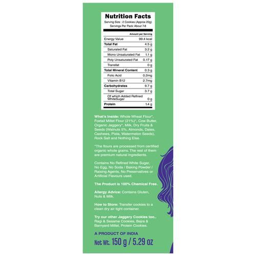 Early Foods Organic Foxtail Millet & Walnut Cookies - Pregnancy & Breast Feeding Snacks, 150 g  