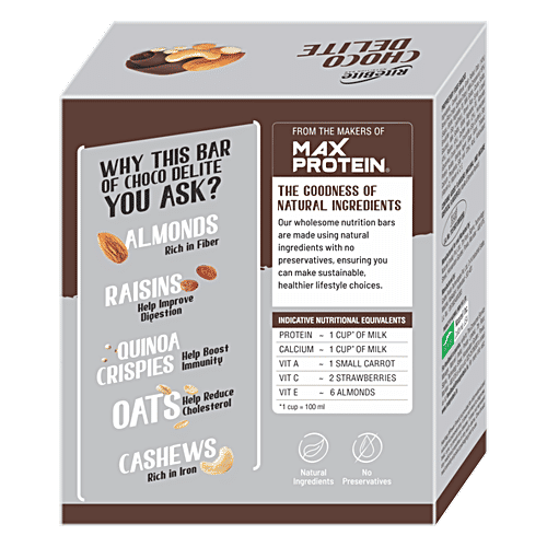 RiteBite Max Protein Multigrain Energy Bar - Choco Delite, Healthy Snack, High In Protein & Fibre, 40 g (Pack of 12) No Preservatives