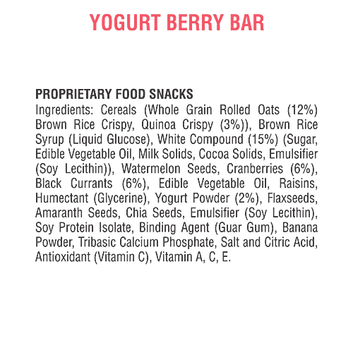 RiteBite Max Protein Yogurt Berry 4g Energy Bar, 35 g No Preservatives