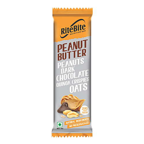 RiteBite Max Protein Multigrain Energy Bar - Peanut Butter, Healthy Snack, High In Protein & Fibre, Dark Chocolate Coating, Zero Added Sugar, 40 g (Pack of 12) Zero Added Sugar, No Preservatives