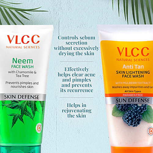 VLCC Neem Face Wash & Anti Tan Face Wash, 150 ml (Buy 1 Get 1) 