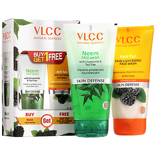 VLCC Neem Face Wash & Anti Tan Face Wash, 150 ml (Buy 1 Get 1) 