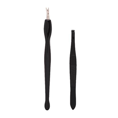 Baol Tweezers & Cuticle Remover - Black, BB1223, 2 pcs  