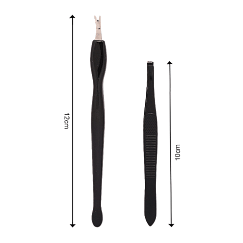 Baol Tweezers & Cuticle Remover - Black, BB1223, 2 pcs  