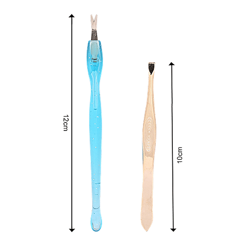 Baol Tweezers & Cuticle Remover - Plastic & Stainless Steel, BB1224BLU, 2 pcs  