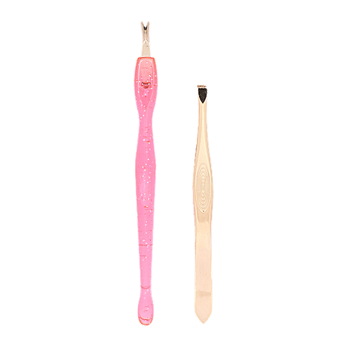 Baol Tweezers & Cuticle Remover - Plastic & Stainless Steel, BB1224PNK, 2 pcs  