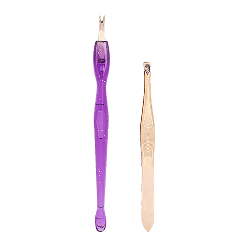 Baol Tweezers & Cuticle Remover - Plastic & Stainless Steel, BB1224, Violet, 2 pcs  