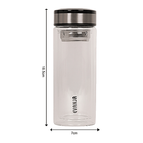 DP Double Walled Glass Bottle - Black Cap, BB1240, 1 pc  